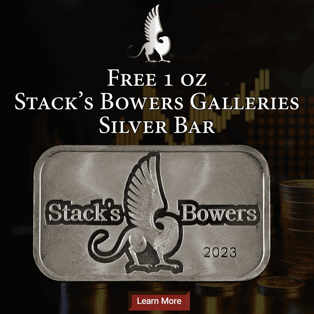 free 1oz. Stacks Bowers Galleries silver bar offer